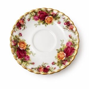 Royal Albert Rose & Gold Scalloped Floral Saucer